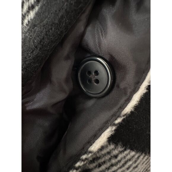 Mossimo Supply Co. Black and White Plaid Hooded Wrap Coat with Belt size M - Picture 7 of 10